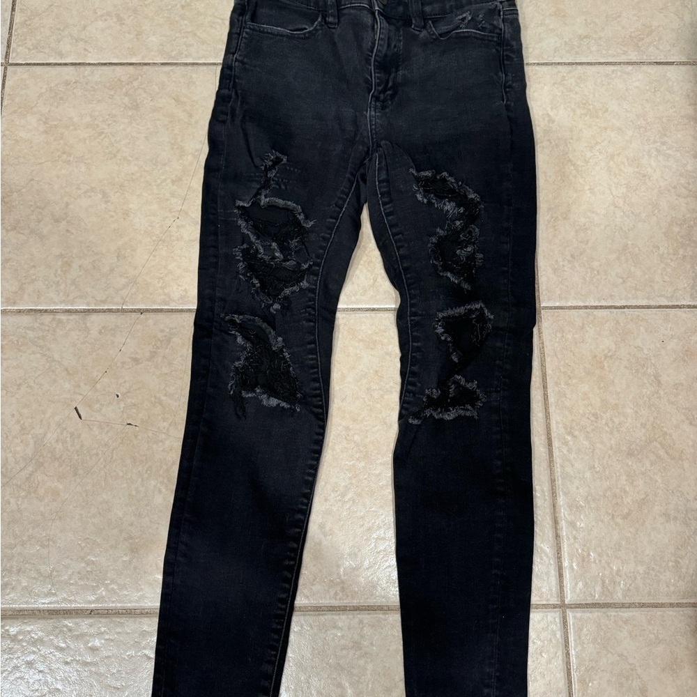American Eagle Outfitters Black Ripped Skinny Jeans